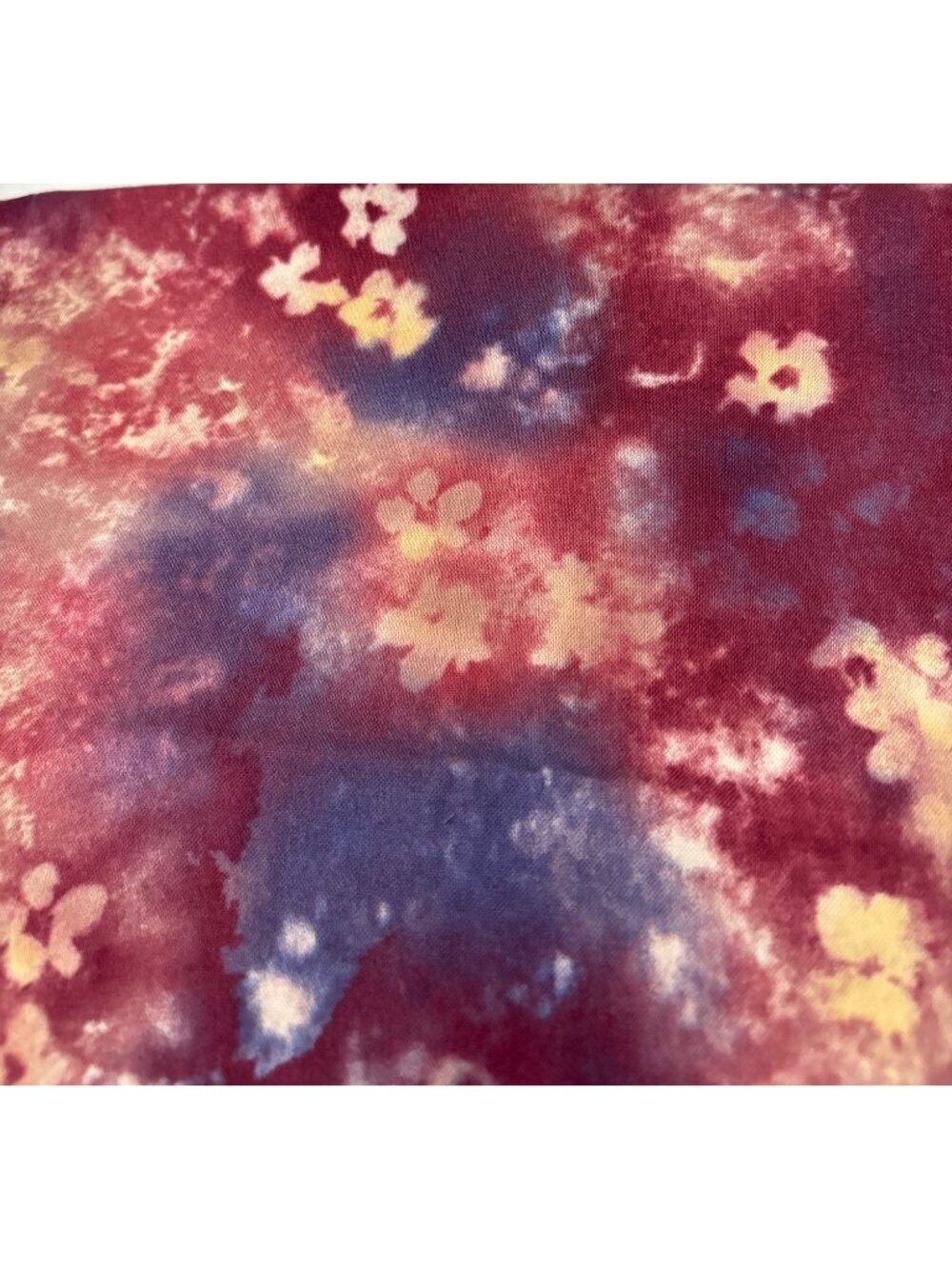 Floral Tie-Dye Cotton Fabric Piece 18x34" Multicolor DIY Sewing - Picture 7 of 12